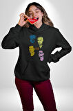 U2 Müzik Grubu Kadın Erkek  Siyah Kapüşonlu Sweatshirt Hoodie