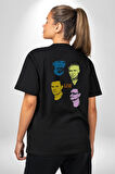 U2 Müzik Grubu Pamuklu Kadın Erkek Oversize Sırt Dijital Baskılı Siyah T-shirt