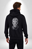 İnsan Beyni Korku Sineması Kadın Erkek Siyah Kapüşonlu Fermuarlı Baskılı Hırka Sweatshirt