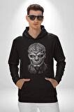 İnsan Beyni Korku Sineması Kadın Erkek  Siyah Kapüşonlu Sweatshirt Hoodie
