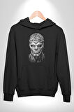 İnsan Beyni Korku Sineması Kadın Erkek  Siyah Kapüşonlu Sweatshirt Hoodie