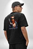 The Terminatör Film Pamuklu Kadın Erkek Oversize Sırt Dijital Baskılı Siyah T-shirt