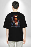 The Terminatör Film Pamuklu Kadın Erkek Oversize Sırt Dijital Baskılı Siyah T-shirt