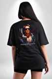 The Terminatör Film Pamuklu Kadın Erkek Oversize Sırt Dijital Baskılı Siyah T-shirt