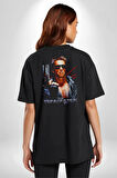 The Terminatör Film Pamuklu Kadın Erkek Oversize Sırt Dijital Baskılı Siyah T-shirt