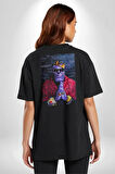 Avengers Endgame Pamuklu Kadın Erkek Oversize Sırt Dijital Baskılı Siyah T-shirt