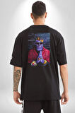 Avengers Endgame Pamuklu Kadın Erkek Oversize Sırt Dijital Baskılı Siyah T-shirt