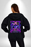 Black Panther 2 Karakterleri Kadın Erkek Siyah Kapüşonlu Fermuarlı Baskılı Hırka Sweatshirt