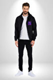 Black Panther 2 Karakterleri Kadın Erkek Siyah Kapüşonlu Fermuarlı Baskılı Hırka Sweatshirt