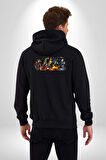 Star Wars Serisi Film Logo Oyuncuları Kadın Erkek Siyah Kapüşonlu Fermuarlı Baskılı Hırka Sweatshirt
