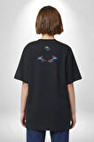 Superman Karakter Pamuklu Kadın Erkek Oversize Sırt Dijital Baskılı Siyah T-shirt