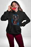 Venom Film Kahramanları Kadın Erkek  Siyah Kapüşonlu Sweatshirt Hoodie