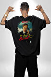 Better Call Saul Dizi Karakteri Pamuklu Kadın Erkek Oversize Sırt Dijital Baskılı Siyah T-shirt