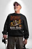 AC DC Rock Grubu Hell Kadın Erkek Siyah Sweatshirt 