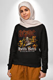 AC DC Rock Grubu Hell Kadın Erkek Siyah Sweatshirt 