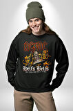 AC DC Rock Grubu Hell Kadın Erkek Siyah Sweatshirt 