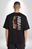 Abba Müzik Grubu Pamuklu Kadın Erkek Oversize Sırt Dijital Baskılı Siyah T-shirt