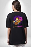 Lord Of The Donuts Simpson Pamuklu Kadın Erkek Oversize Sırt Dijital Baskılı Siyah T-shirt