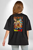Goku Drogonball Anime Pamuklu Kadın Erkek Oversize Sırt Dijital Baskılı Siyah T-shirt