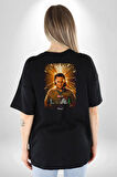 Loki Dizi Karakteri Pamuklu Kadın Erkek Oversize Sırt Dijital Baskılı Siyah T-shirt