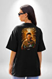 Loki Dizi Karakteri Pamuklu Kadın Erkek Oversize Sırt Dijital Baskılı Siyah T-shirt
