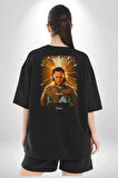 Loki Dizi Karakteri Pamuklu Kadın Erkek Oversize Sırt Dijital Baskılı Siyah T-shirt