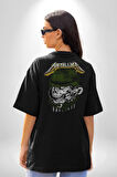 Metallica Hevay Metal Grup Pamuklu Kadın Erkek Oversize Sırt Dijital Baskılı Siyah T-shirt