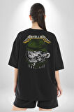 Metallica Hevay Metal Grup Pamuklu Kadın Erkek Oversize Sırt Dijital Baskılı Siyah T-shirt