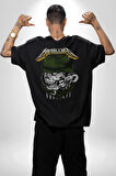 Metallica Hevay Metal Grup Pamuklu Kadın Erkek Oversize Sırt Dijital Baskılı Siyah T-shirt