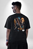 The Walking Dead Pamuklu Kadın Erkek Oversize Sırt Dijital Baskılı Siyah T-shirt