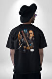 The Walking Dead Pamuklu Kadın Erkek Oversize Sırt Dijital Baskılı Siyah T-shirt