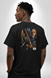 The Walking Dead Pamuklu Kadın Erkek Oversize Sırt Dijital Baskılı Siyah T-shirt