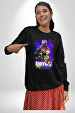 Fortnite Karakterleri Oyun Kadın Erkek Siyah Sweatshirt 