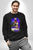 Fortnite Karakterleri Oyun Kadın Erkek Siyah Sweatshirt 