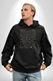 Pac-Man Oyun Kadın Erkek  Siyah Kapüşonlu Sweatshirt Hoodie