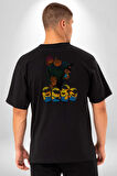 Çılgın Hırsız Minyonlar Pamuklu Kadın Erkek Oversize Sırt Dijital Baskılı Siyah T-shirt