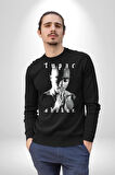 Tupac Shakur Şarkıcı Kadın Erkek Siyah Sweatshirt 
