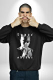 Tupac Shakur Şarkıcı Kadın Erkek Siyah Sweatshirt 