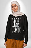 Tupac Shakur Şarkıcı Kadın Erkek Siyah Sweatshirt 