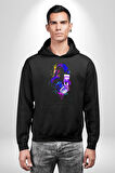 Gamer Oyuncu Kulaklığı Renkli Kadın Erkek  Siyah Kapüşonlu Sweatshirt Hoodie