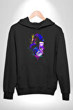 Gamer Oyuncu Kulaklığı Renkli Kadın Erkek  Siyah Kapüşonlu Sweatshirt Hoodie
