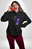 Gamer Oyuncu Kulaklığı Renkli Kadın Erkek  Siyah Kapüşonlu Sweatshirt Hoodie