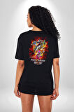 Power Ranger Animasyon Pamuklu Kadın Erkek Oversize Sırt Dijital Baskılı Siyah T-shirt