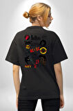 Ünlü Rock Yıldızları Karma Pamuklu Kadın Erkek Oversize Sırt Dijital Baskılı Siyah T-shirt