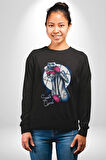 Pembe Panter Çizgi Film Mafya Kadın Erkek Siyah Sweatshirt 