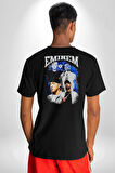 EMINEM Pamuklu Kadın Erkek Oversize Sırt Dijital Baskılı Siyah T-shirt