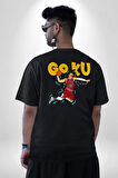 GOKU Basketbol Anime Pamuklu Kadın Erkek Oversize Sırt Dijital Baskılı Siyah T-shirt