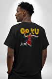 GOKU Basketbol Anime Pamuklu Kadın Erkek Oversize Sırt Dijital Baskılı Siyah T-shirt