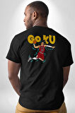 GOKU Basketbol Anime Pamuklu Kadın Erkek Oversize Sırt Dijital Baskılı Siyah T-shirt
