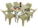 Mandella Zeugma 70x120 Katlanır Ayak 6 Kişilik Polo Koltuk Masa Takımı Çölbeji
